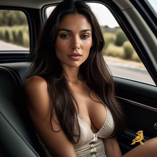 AI Generated - In a steamy marble bathroom at dusk, Silvia stands