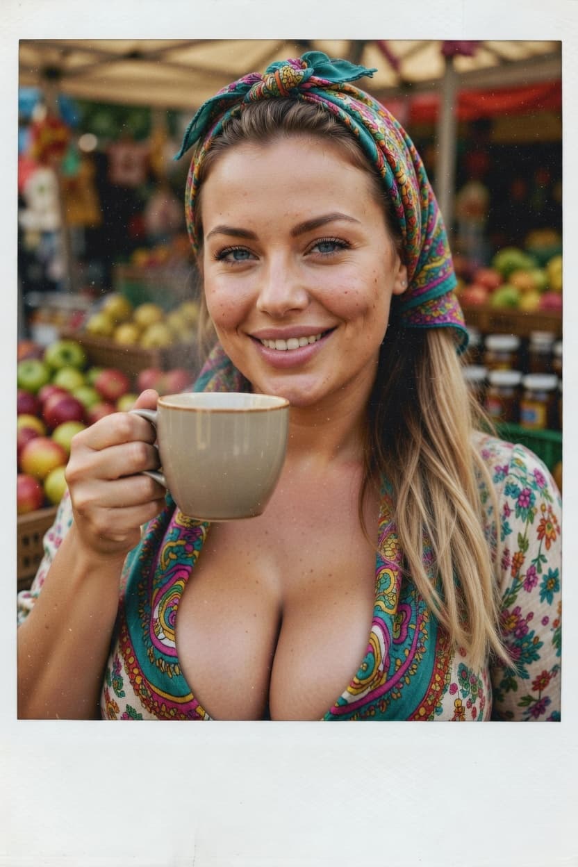 AI Generated - Daytime market stall shot of a plump-cheeked Polis